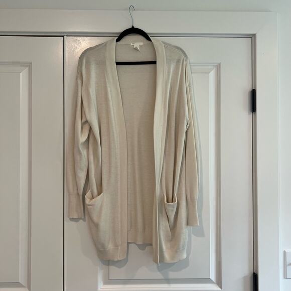 H & M Basics Off White Cream‎ Cardigan Sweater Wool Size Large - Picture 1 of 5